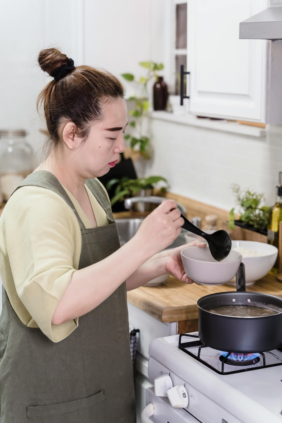 Woman cooking at home